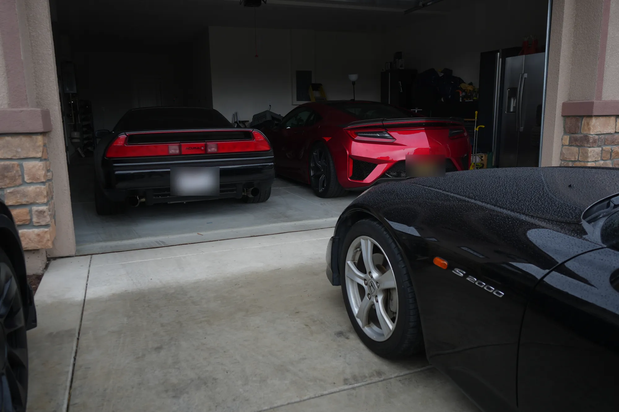 Two generations of NSX in the garage